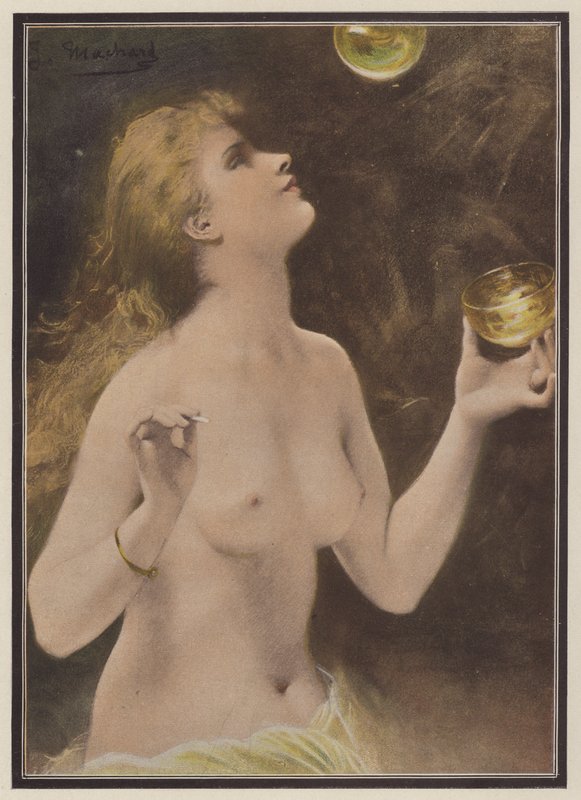 Donna che soffia bolle di sapone da Jules Louis Machard