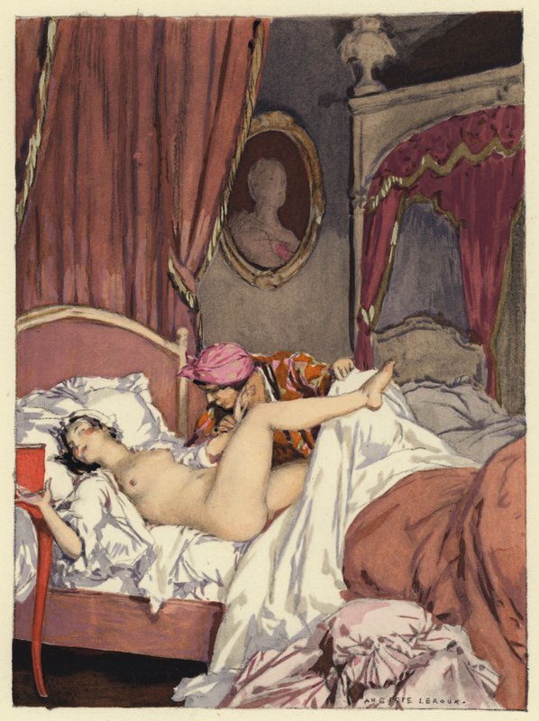 Illustrazione per le memorie di Casanova (litografia a colori) da Jules Marie Auguste Leroux