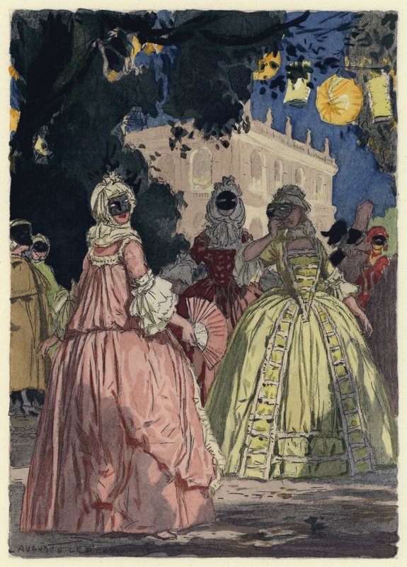 Illustrazione per le memorie di Casanova (litografia a colori) da Jules Marie Auguste Leroux
