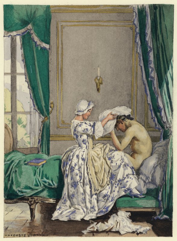 Illustrazione per le memorie di Casanova (litografia a colori) da Jules Marie Auguste Leroux