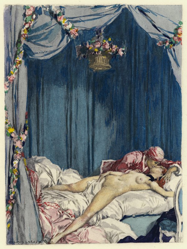 Illustrazione per le memorie di Casanova (litografia a colori) da Jules Marie Auguste Leroux