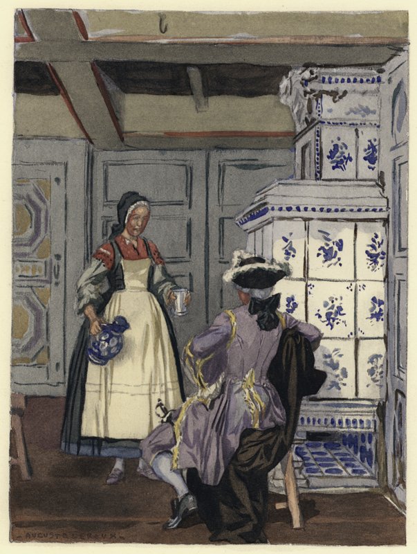 Illustrazione per le memorie di Casanova (litografia a colori) da Jules Marie Auguste Leroux