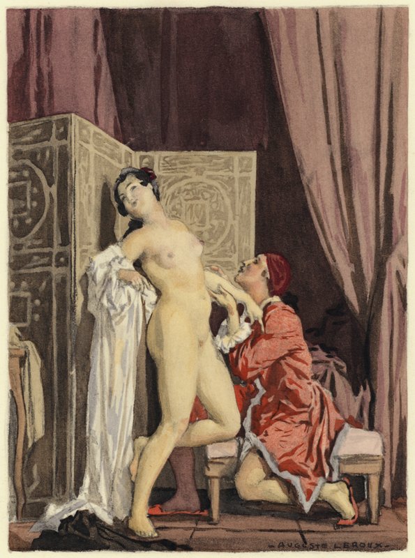 Illustrazione per le memorie di Casanova (litografia a colori) da Jules Marie Auguste Leroux
