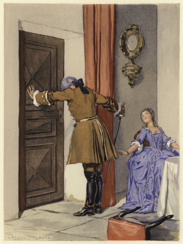 Illustrazione per le memorie di Casanova (litografia a colori) da Jules Marie Auguste Leroux