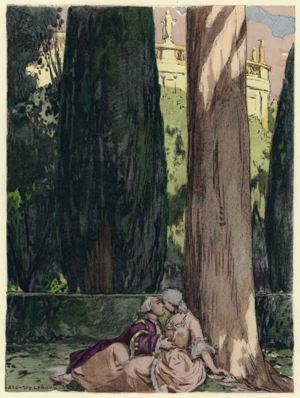 Illustrazione per le memorie di Casanova (litografia a colori) da Jules Marie Auguste Leroux