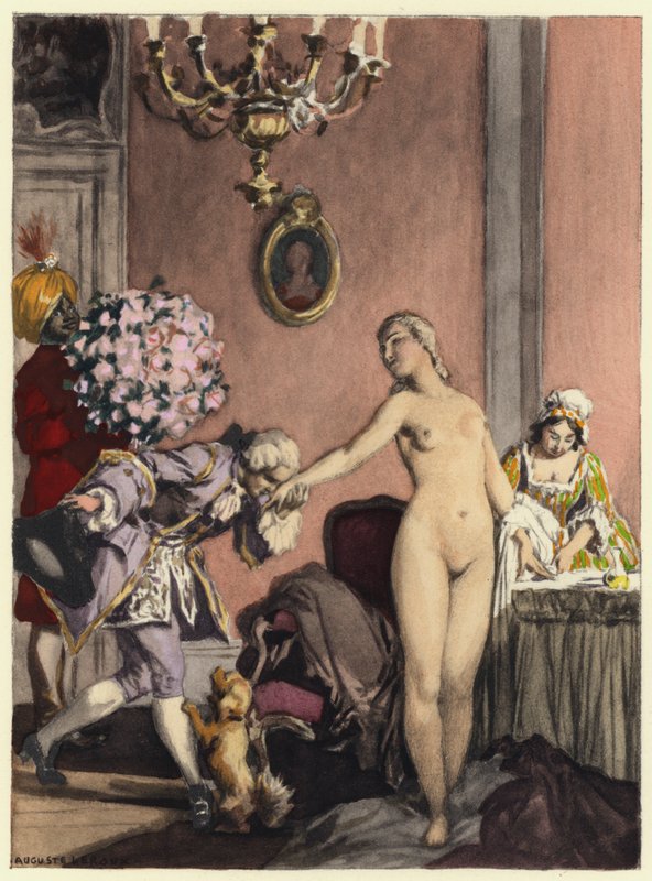 Illustrazione per le memorie di Casanova (litografia a colori) da Jules Marie Auguste Leroux