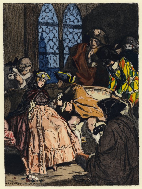Illustrazione per le memorie di Casanova (litografia a colori) da Jules Marie Auguste Leroux