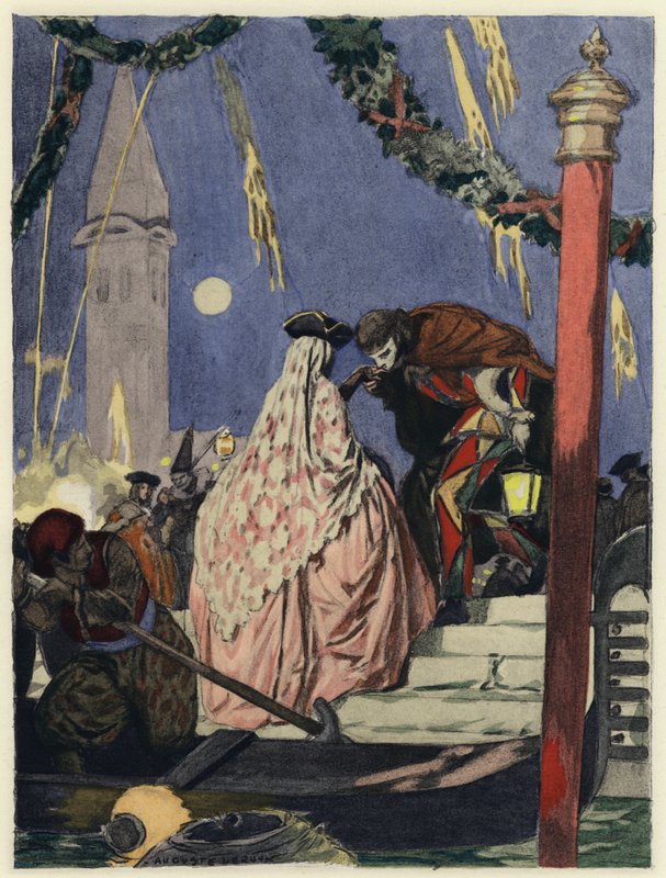 Illustrazione per le memorie di Casanova (litografia a colori) da Jules Marie Auguste Leroux