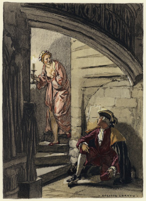 Illustrazione per le memorie di Casanova (litografia a colori) da Jules Marie Auguste Leroux