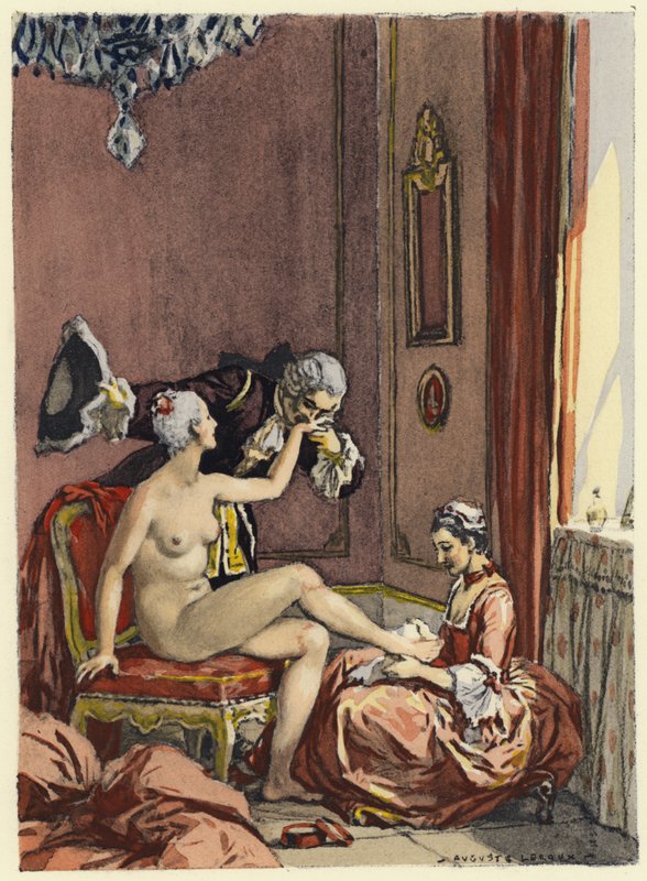 Illustrazione per le memorie di Casanova (litografia a colori) da Jules Marie Auguste Leroux