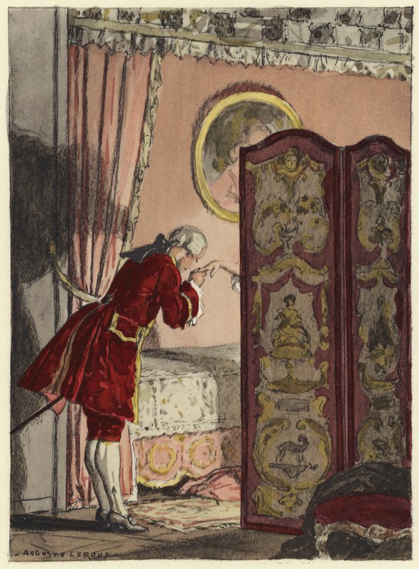 Illustrazione per le memorie di Casanova (litografia a colori) da Jules Marie Auguste Leroux