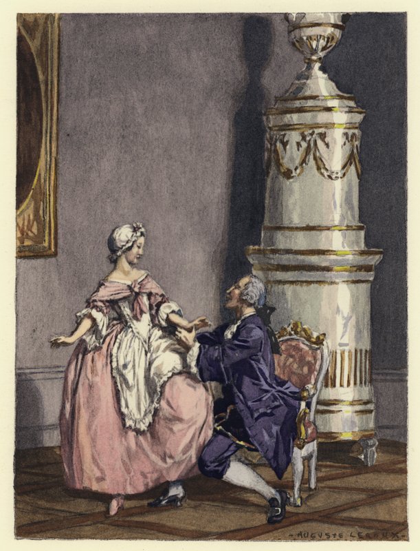 Illustrazione per le memorie di Casanova (litografia a colori) da Jules Marie Auguste Leroux