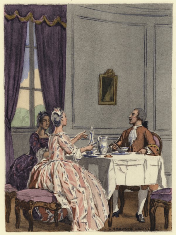 Illustrazione per le memorie di Casanova (litografia a colori) da Jules Marie Auguste Leroux