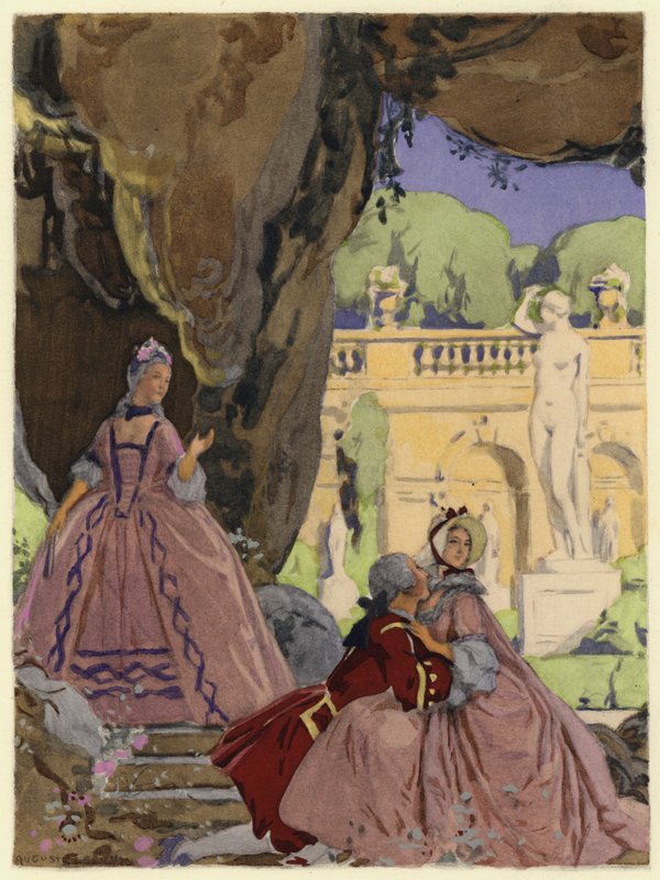 Illustrazione per le memorie di Casanova (litografia a colori) da Jules Marie Auguste Leroux