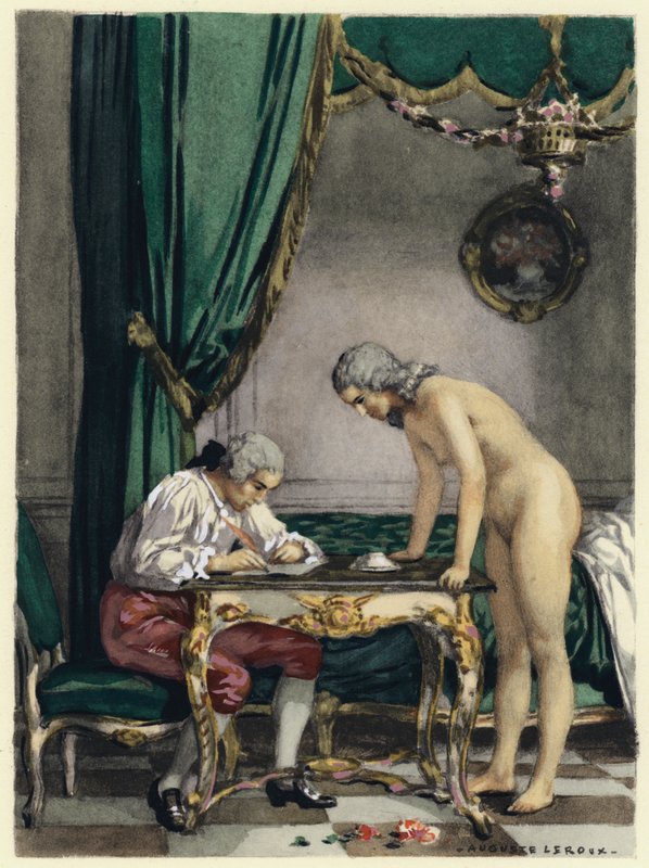 Illustrazione per le memorie di Casanova (litografia a colori) da Jules Marie Auguste Leroux