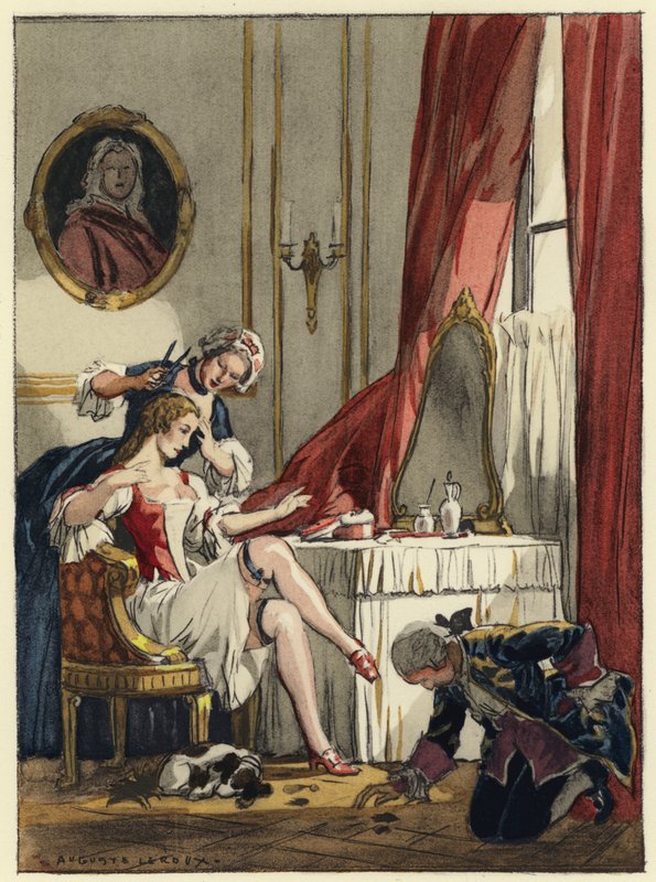 Illustrazione per le memorie di Casanova (litografia a colori) da Jules Marie Auguste Leroux