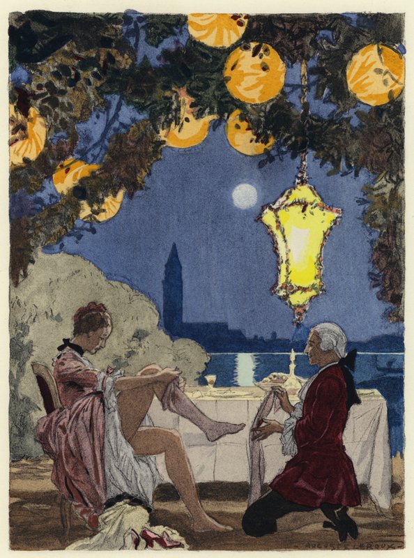 Illustrazione per le memorie di Casanova (litografia a colori) da Jules Marie Auguste Leroux