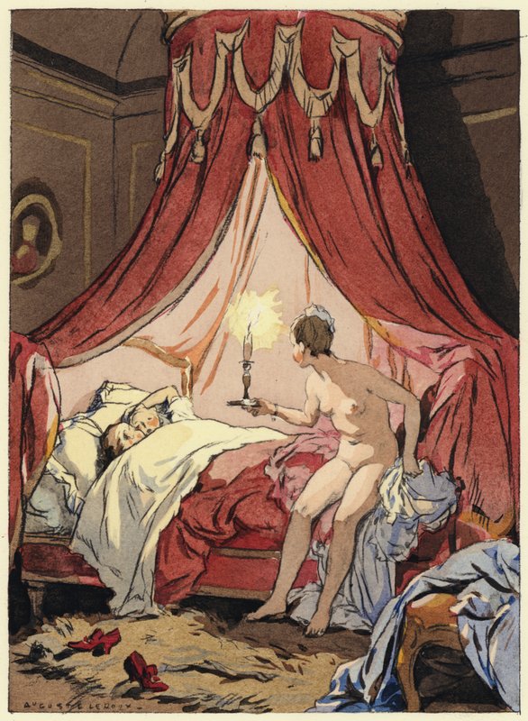 Illustrazione per le memorie di Casanova (litografia a colori) da Jules Marie Auguste Leroux