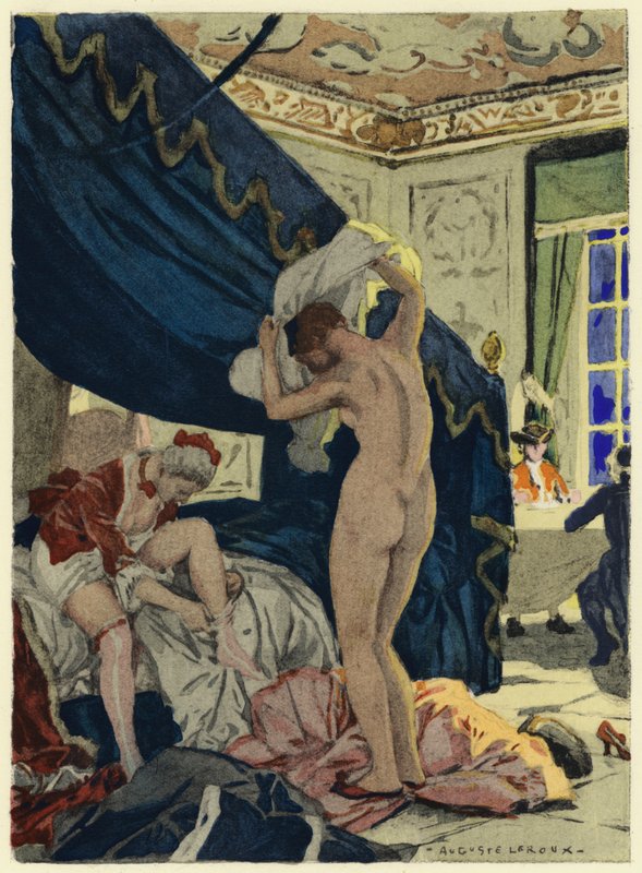 Illustrazione per le memorie di Casanova (litografia a colori) da Jules Marie Auguste Leroux