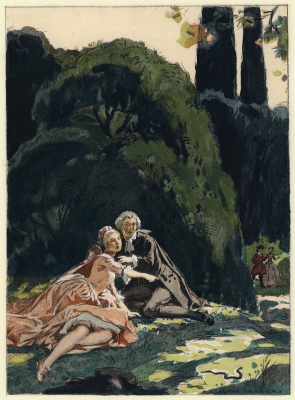 Illustrazione per le memorie di Casanova (litografia a colori) da Jules Marie Auguste Leroux