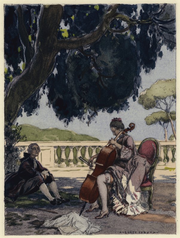 Illustrazione per le memorie di Casanova (litografia a colori) da Jules Marie Auguste Leroux