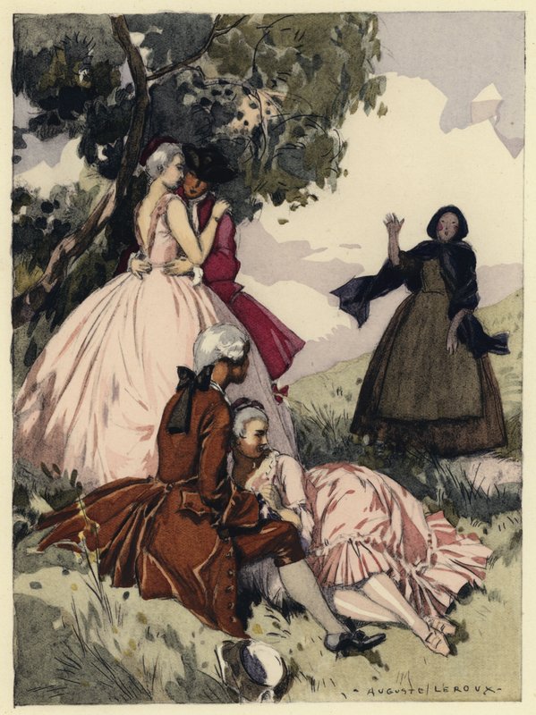 Illustrazione per le memorie di Casanova (litografia a colori) da Jules Marie Auguste Leroux