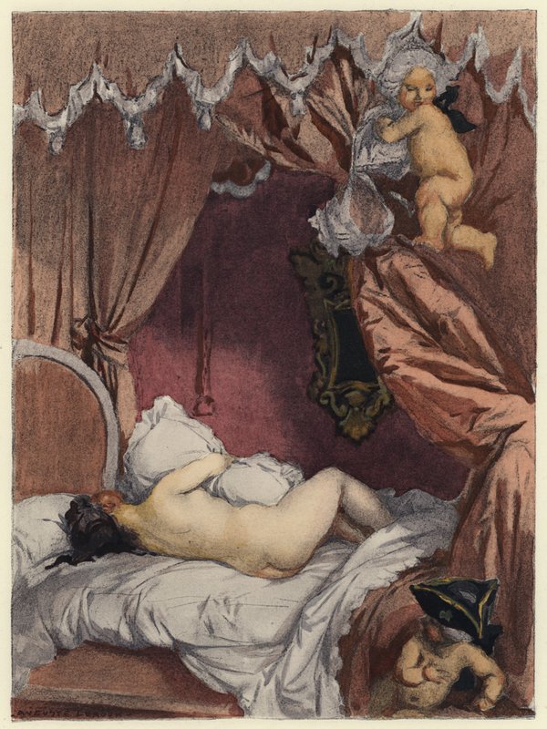 Illustrazione per le memorie di Casanova (litografia a colori) da Jules Marie Auguste Leroux