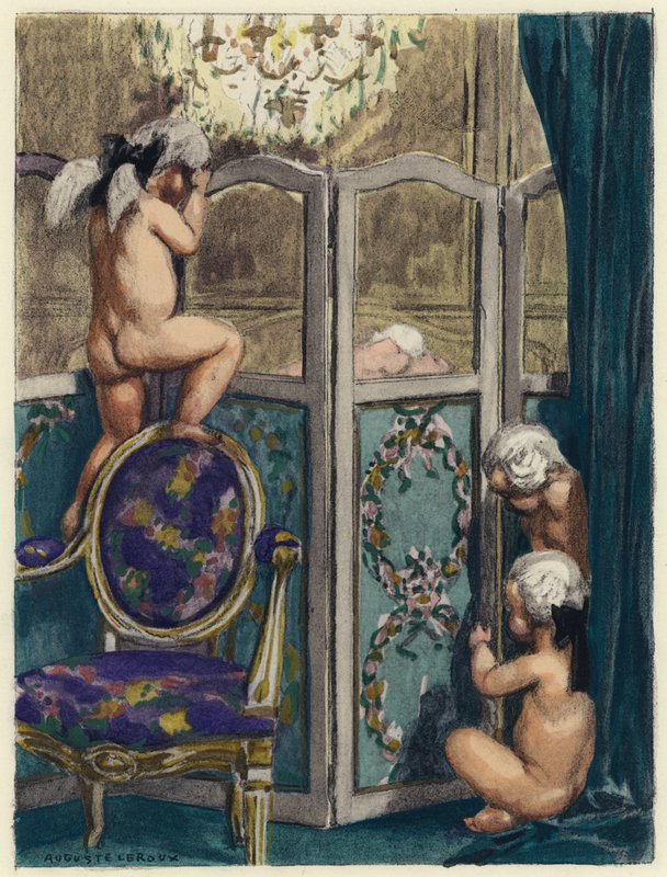 Illustrazione per le memorie di Casanova (litografia a colori) da Jules Marie Auguste Leroux