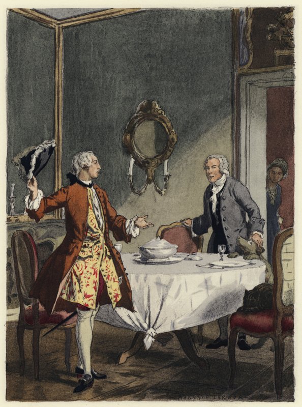 Illustrazione per le memorie di Casanova (litografia a colori) da Jules Marie Auguste Leroux