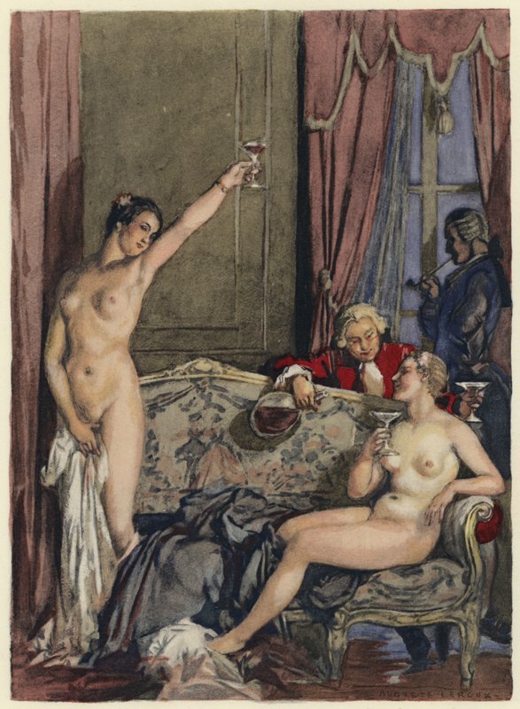 Illustrazione per le memorie di Casanova (litografia a colori) da Jules Marie Auguste Leroux