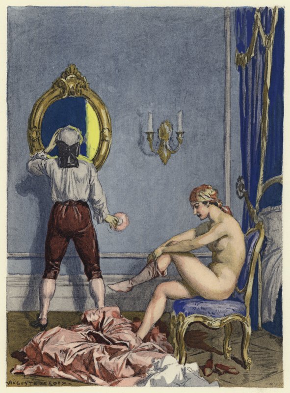 Illustrazione per le memorie di Casanova (litografia a colori) da Jules Marie Auguste Leroux