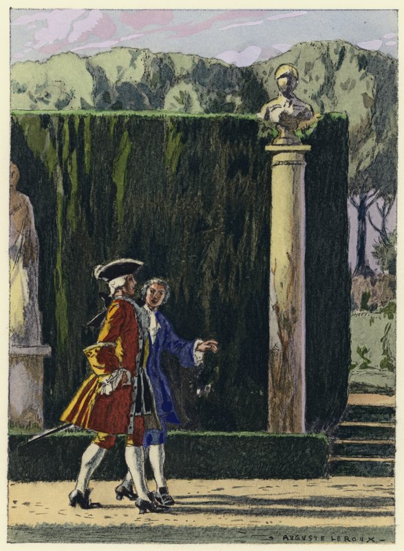 Illustrazione per le memorie di Casanova (litografia a colori) da Jules Marie Auguste Leroux