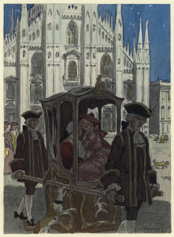 Illustrazione per le memorie di Casanova (litografia a colori) da Jules Marie Auguste Leroux