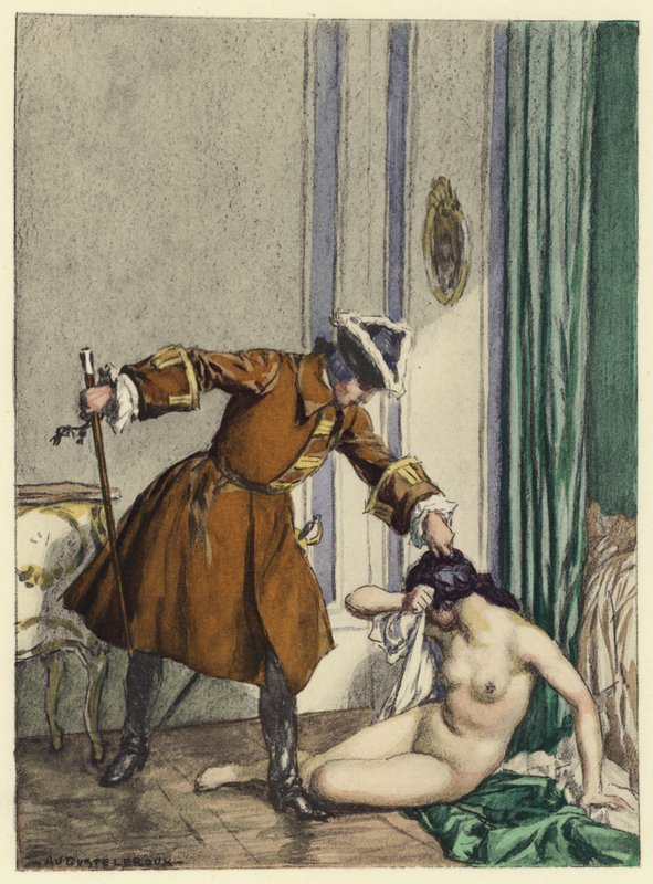 Illustrazione per le memorie di Casanova (litografia a colori) da Jules Marie Auguste Leroux