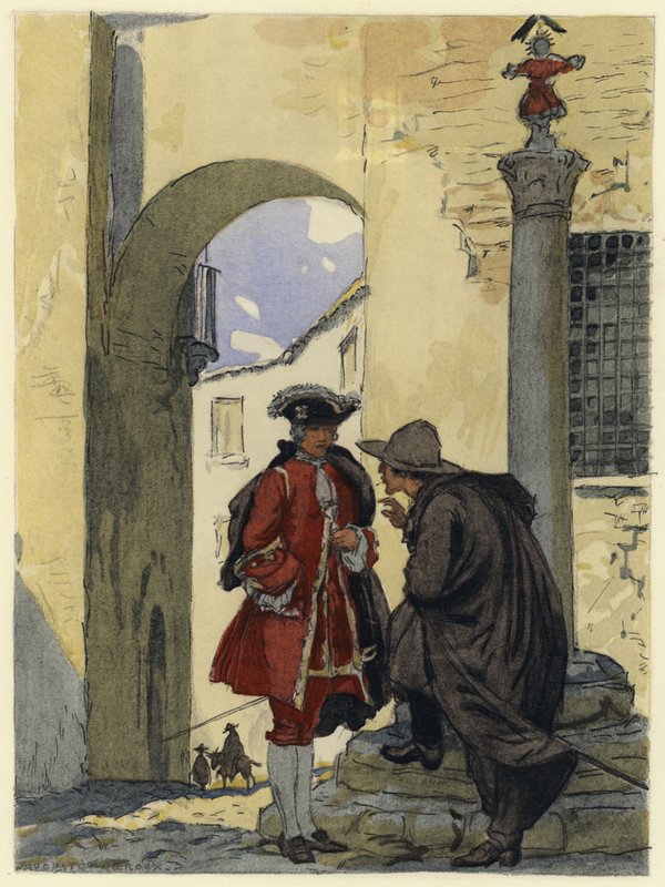Illustrazione per le memorie di Casanova (litografia a colori) da Jules Marie Auguste Leroux