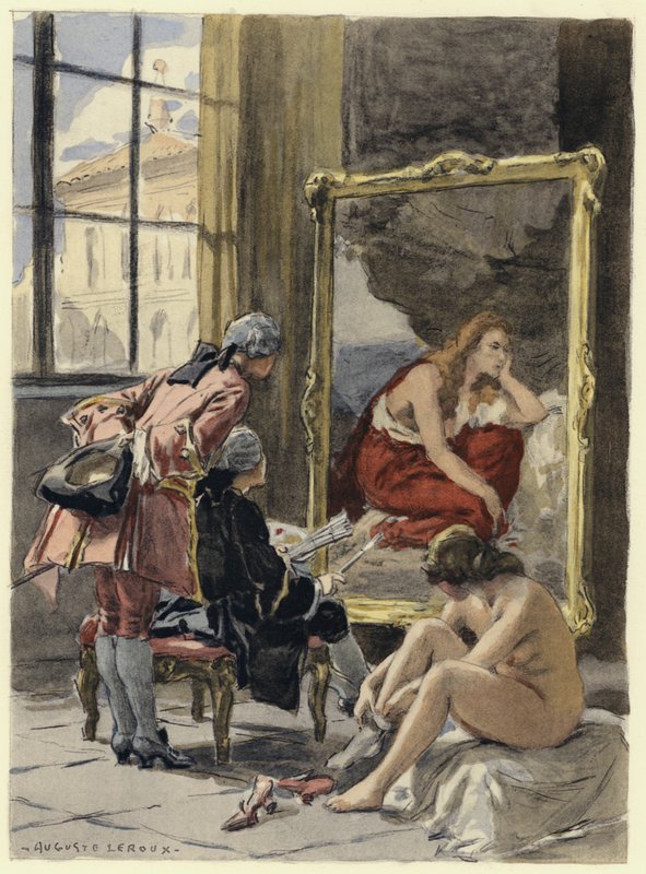 Illustrazione per le memorie di Casanova (litografia a colori) da Jules Marie Auguste Leroux