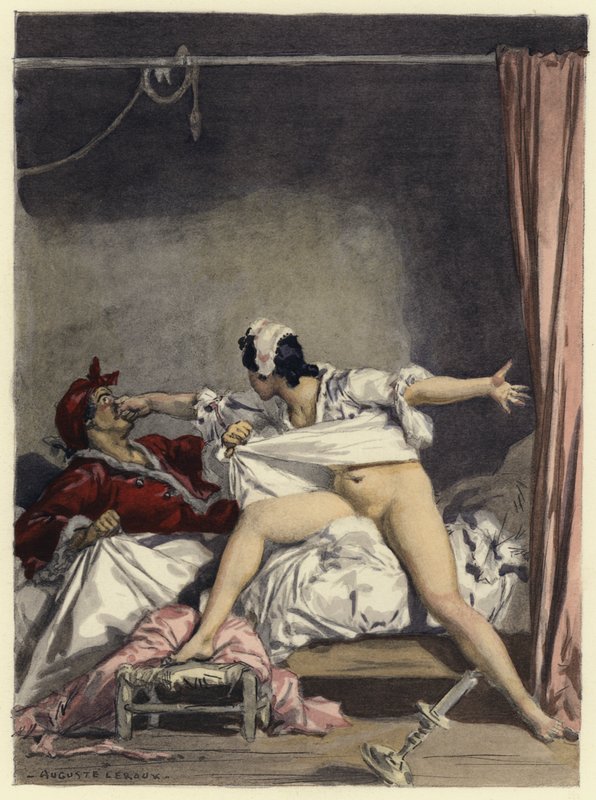 Illustrazione per le memorie di Casanova (litografia a colori) da Jules Marie Auguste Leroux