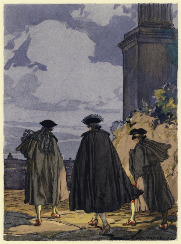 Illustrazione per le memorie di Casanova (litografia a colori) da Jules Marie Auguste Leroux
