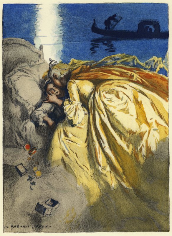 Illustrazione per le memorie di Casanova (litografia a colori) da Jules Marie Auguste Leroux