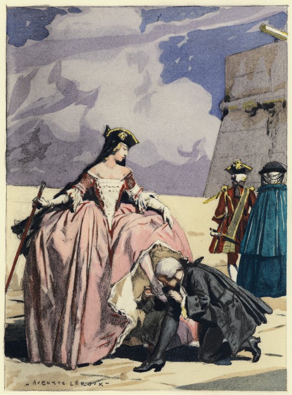 Illustrazione per le memorie di Casanova (litografia a colori) da Jules Marie Auguste Leroux