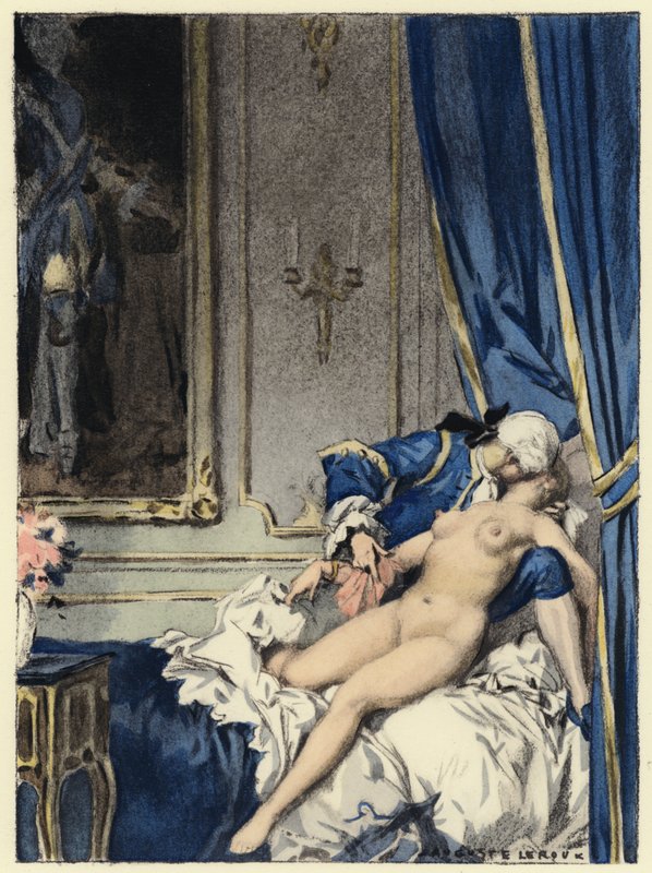 Illustrazione per le memorie di Casanova (litografia a colori) da Jules Marie Auguste Leroux