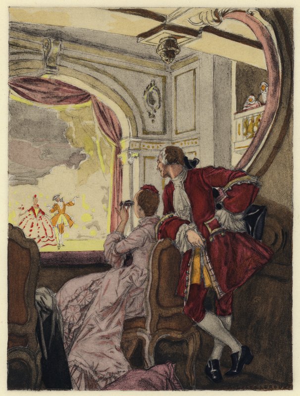 Illustrazione per le memorie di Casanova (litografia a colori) da Jules Marie Auguste Leroux