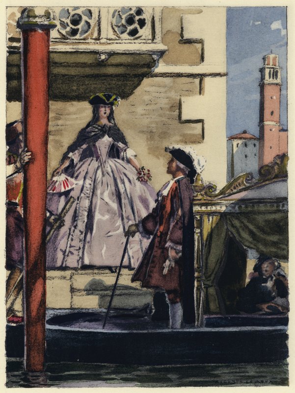 Illustrazione per le memorie di Casanova (litografia a colori) da Jules Marie Auguste Leroux