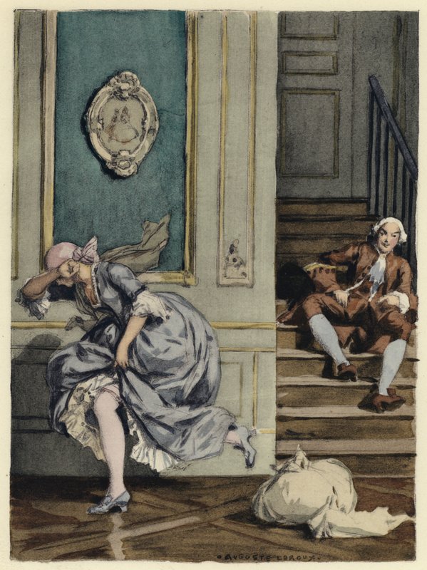 Illustrazione per le memorie di Casanova (litografia a colori) da Jules Marie Auguste Leroux