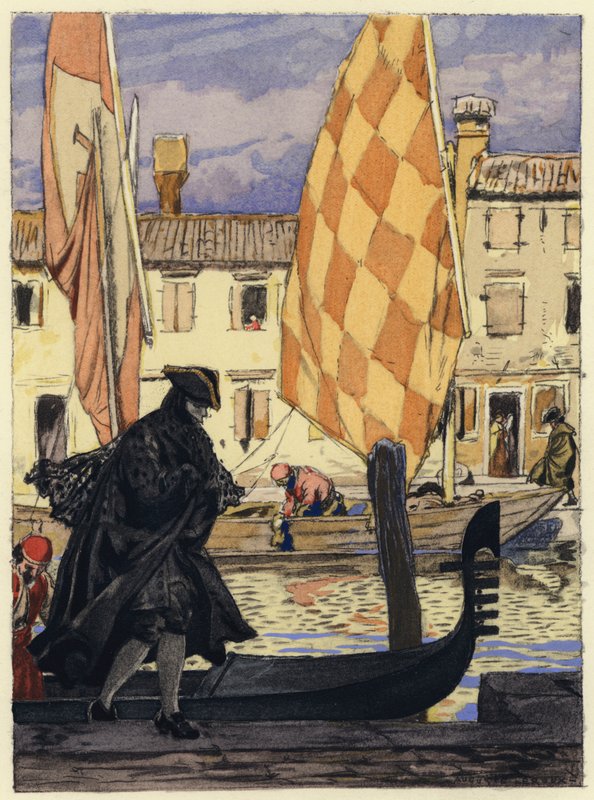Illustrazione per le memorie di Casanova (litografia a colori) da Jules Marie Auguste Leroux