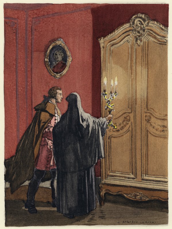 Illustrazione per le memorie di Casanova (litografia a colori) da Jules Marie Auguste Leroux