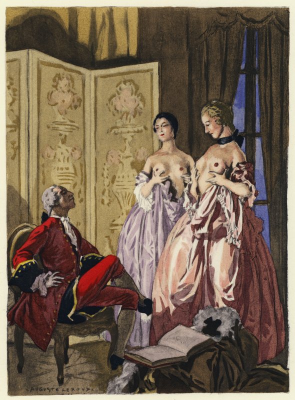 Illustrazione per le memorie di Casanova (litografia a colori) da Jules Marie Auguste Leroux