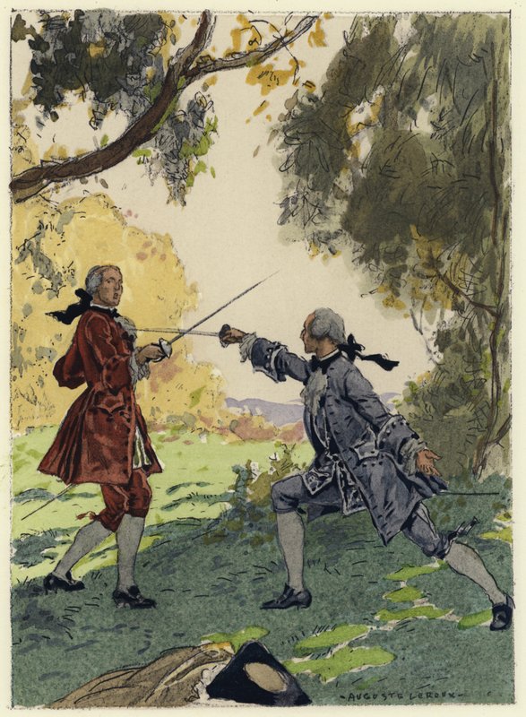 Illustrazione per le memorie di Casanova (litografia a colori) da Jules Marie Auguste Leroux