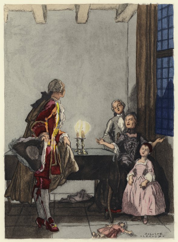 Illustrazione per le memorie di Casanova (litografia a colori) da Jules Marie Auguste Leroux