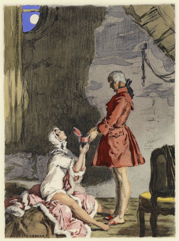 Illustrazione per le memorie di Casanova (litografia a colori) da Jules Marie Auguste Leroux